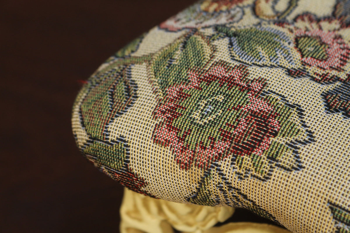 Ornate Floral Tapestry Footstool