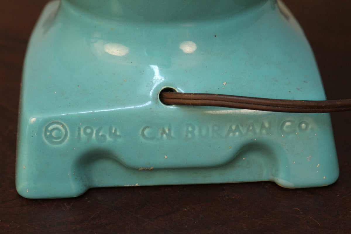 1960s Teal Ceramic Table Lamp