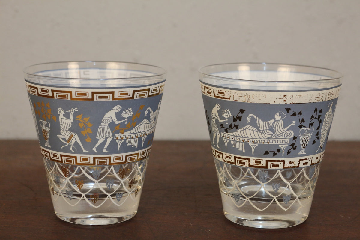 Set of 6 Cera Etruscan Frieze Lowball Glasses