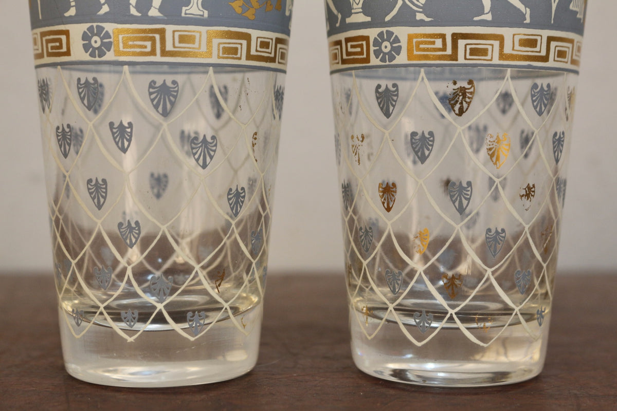 Set of 4 Cera Etruscan Frieze Highball Glasses