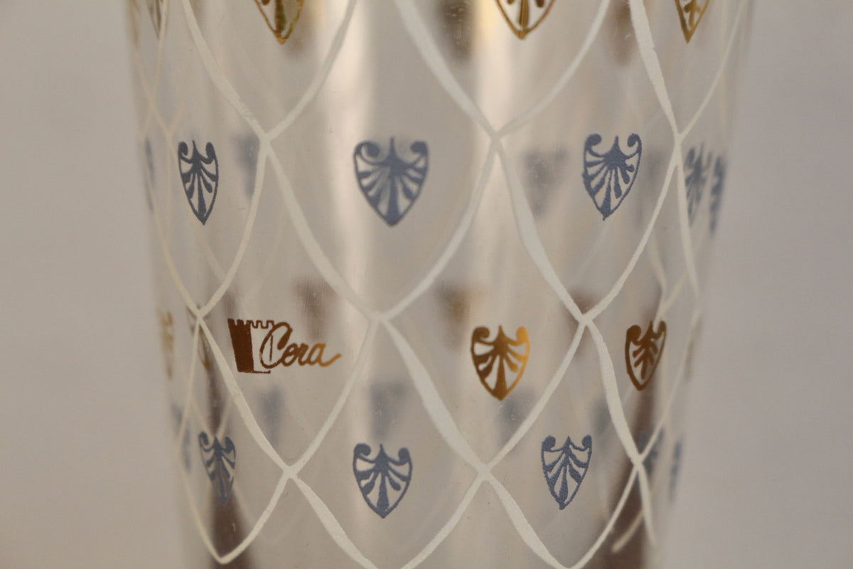 Set of 6 Cera Etruscan Frieze Pilsner Glasses