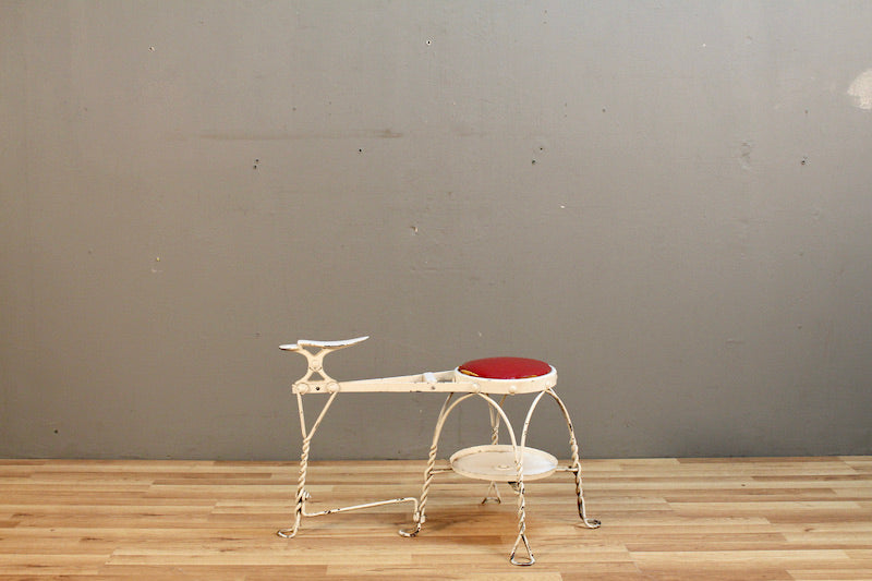 White & Red Shoe Shine Stool