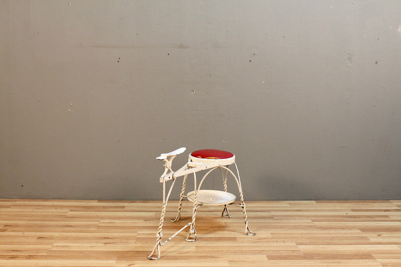 White & Red Shoe Shine Stool