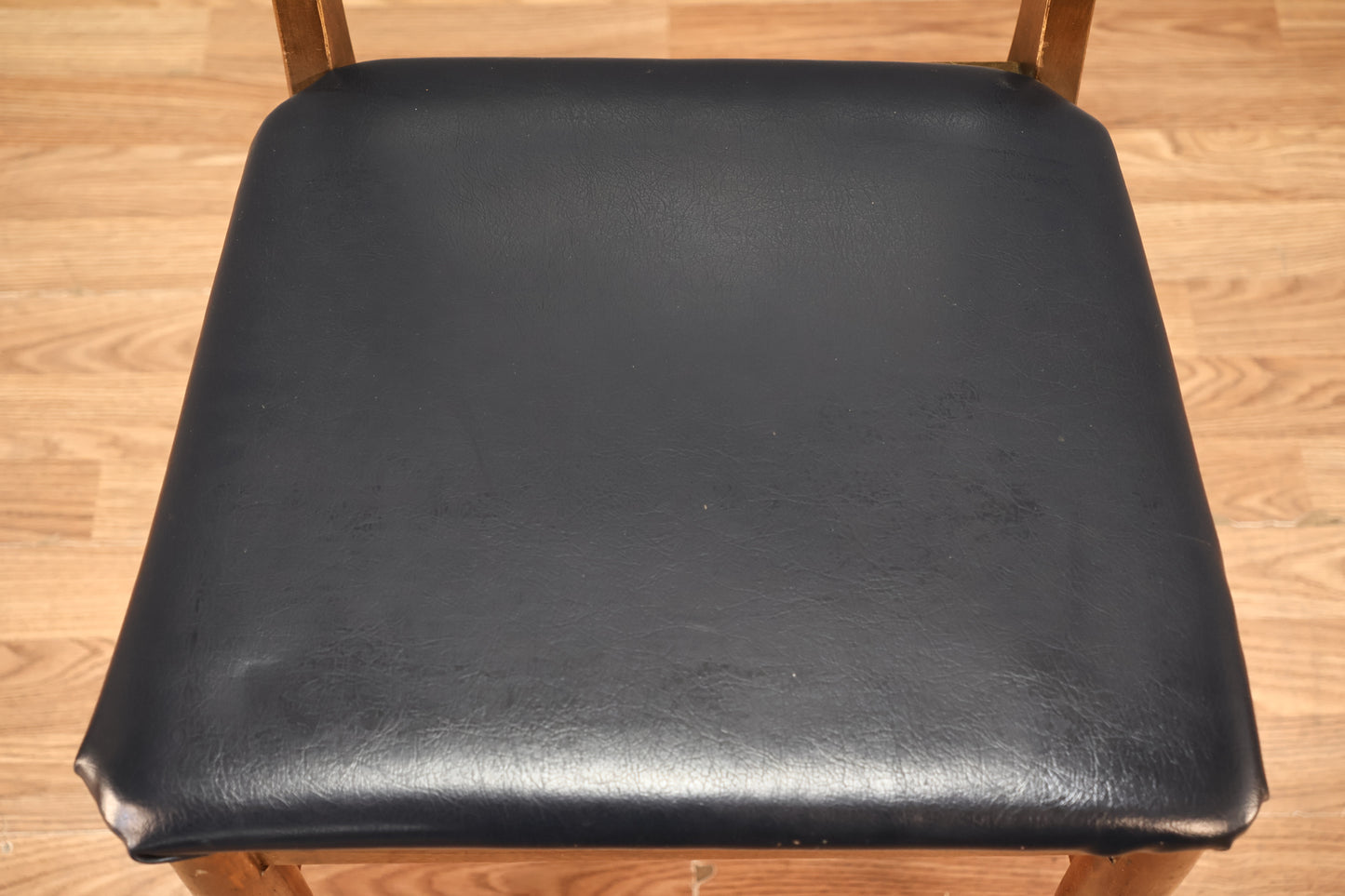 Mid Century Walnut & Black Vinyl Side Chair - ONLINE ONLY