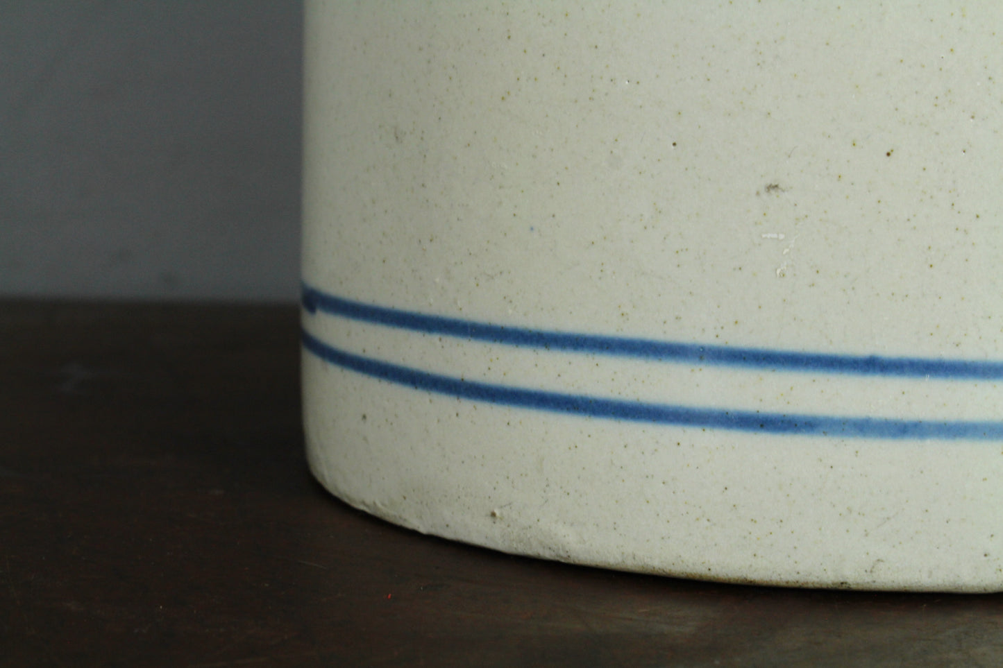 Blue Striped Stoneware Crock Jug