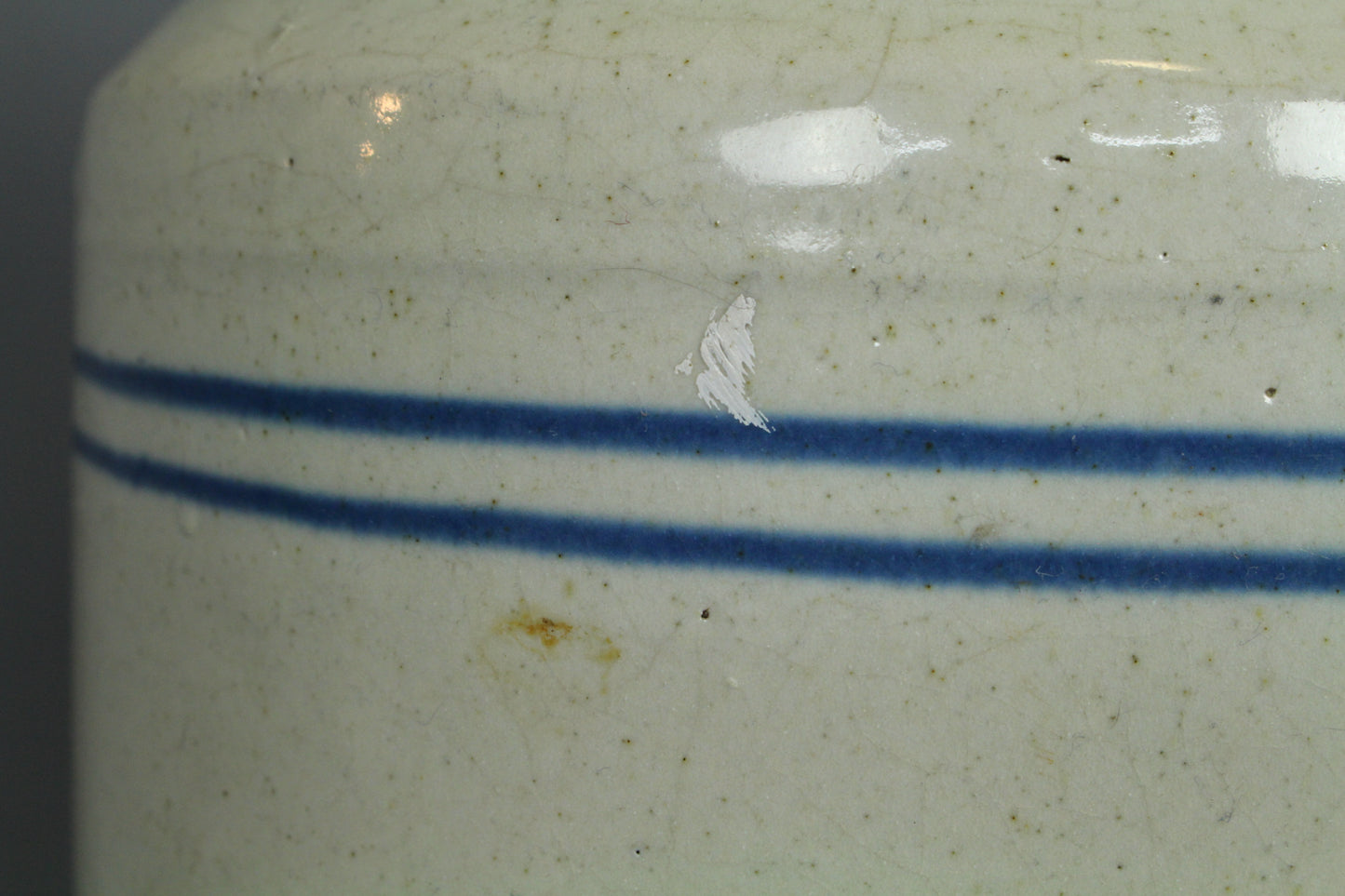 Blue Striped Stoneware Crock Jug