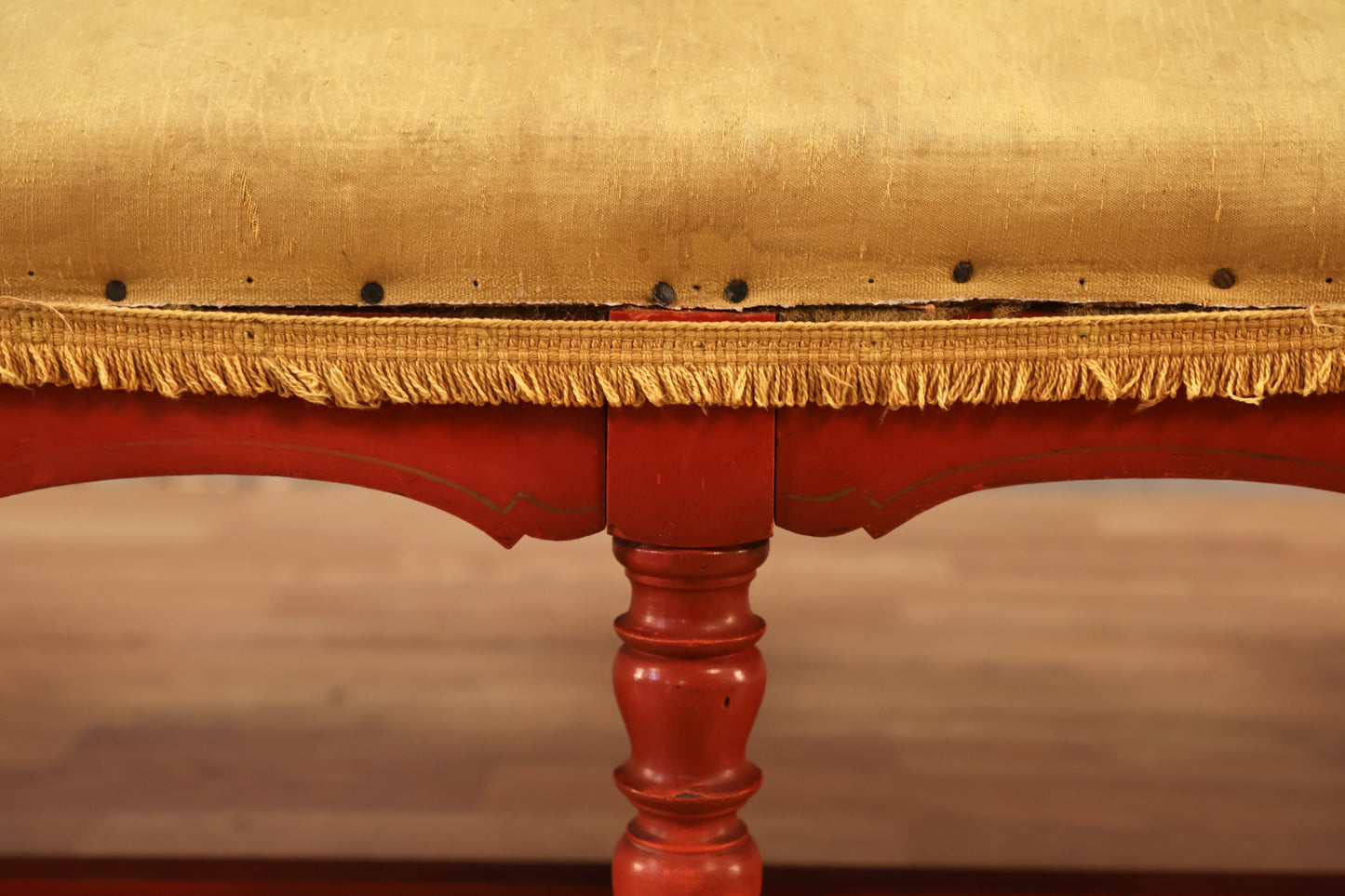 Antique Red Floral Bench - ONLINE ONLY
