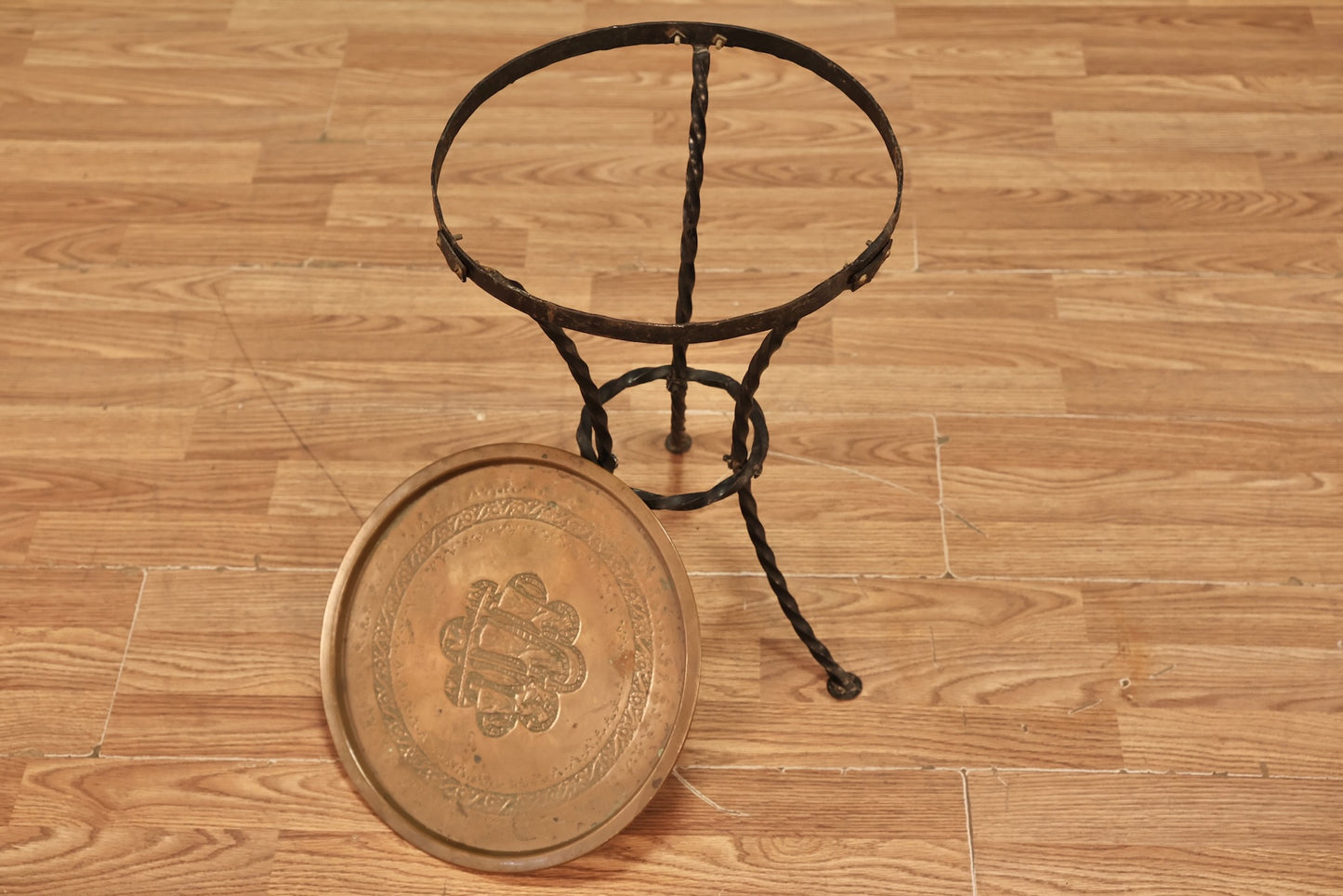 Small Iron & Brass Tray-Top Side Table