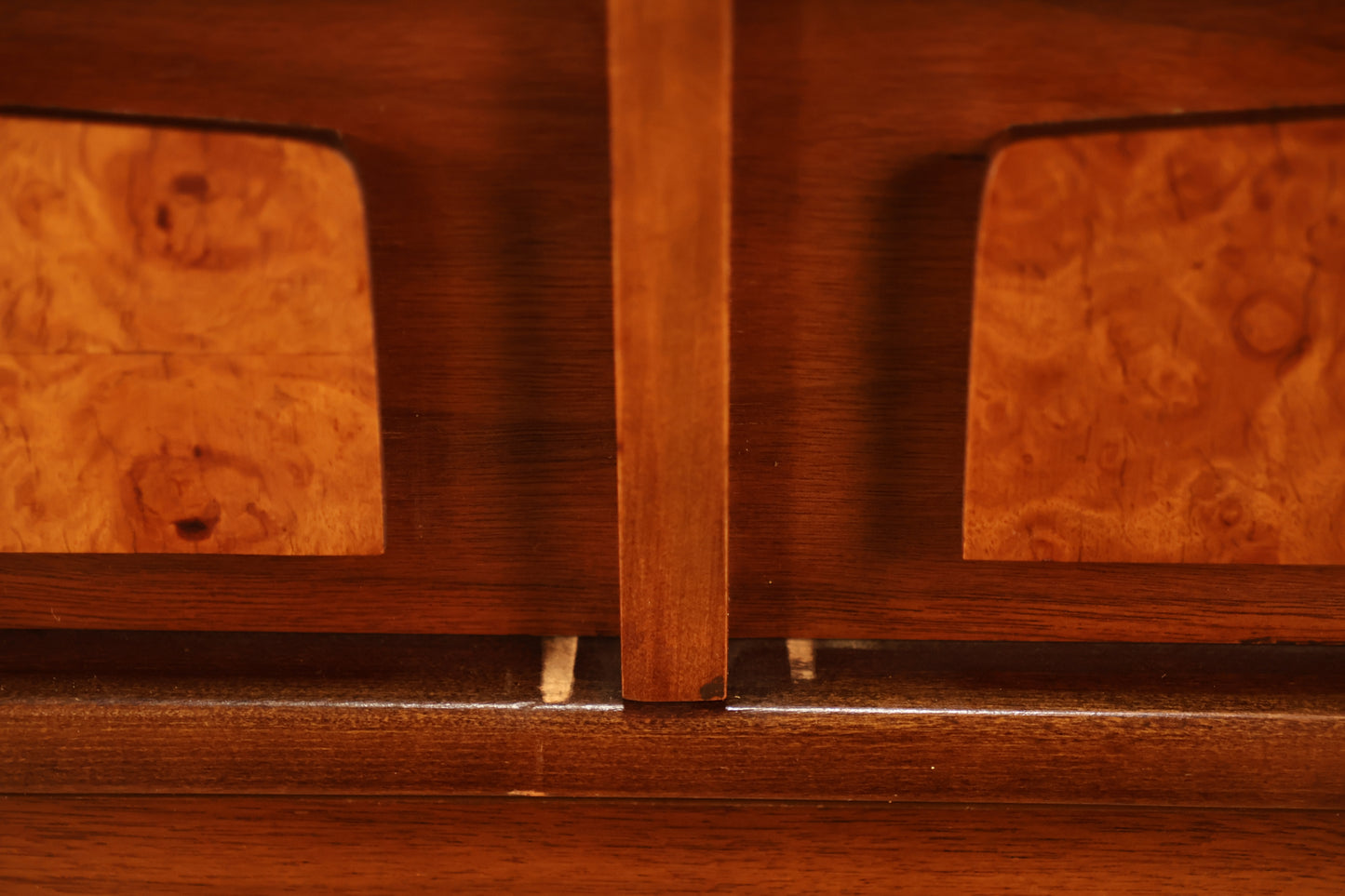 Mid Century Walnut & Burl 5-Drawer Highboy Dresser