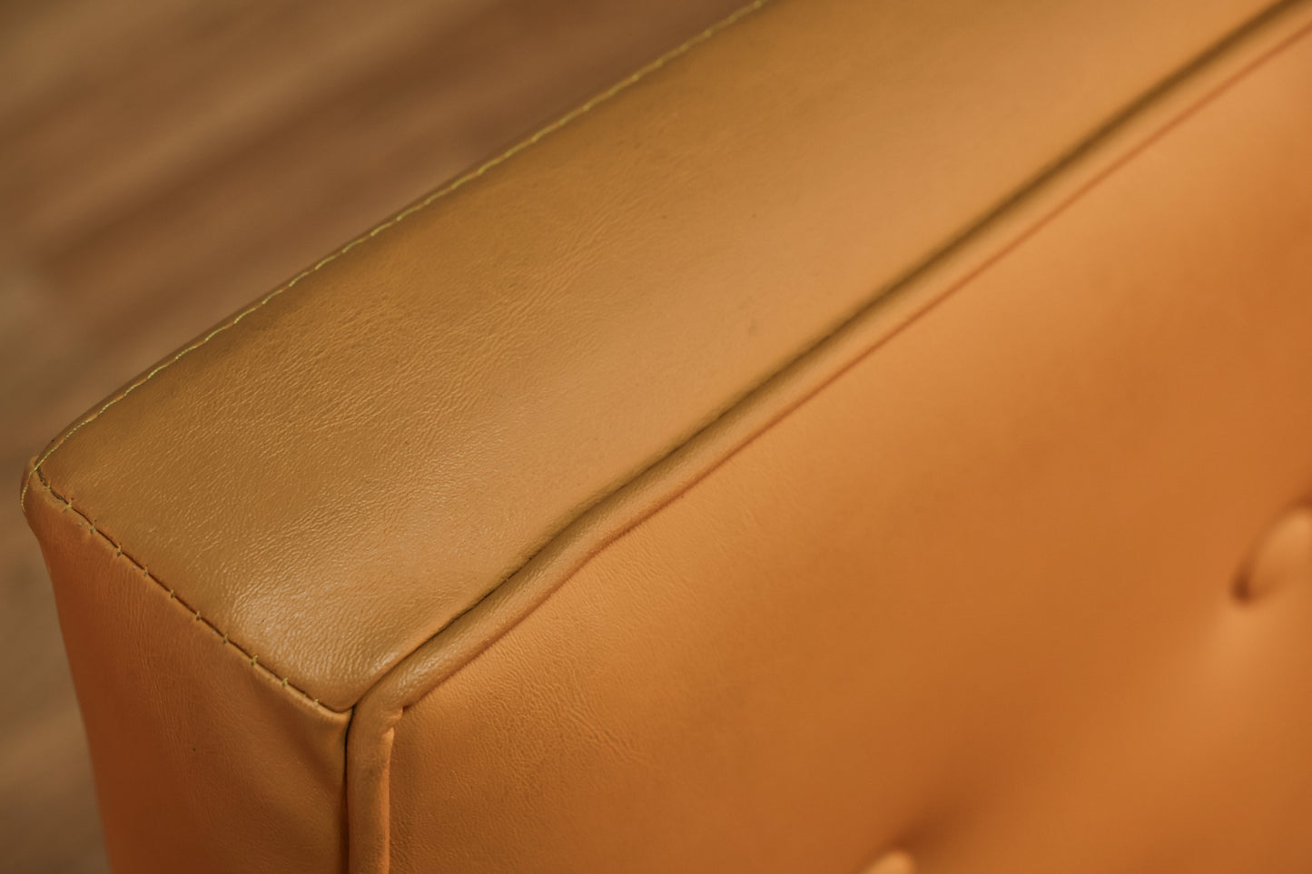 Mid Century Walnut & Apricot Armchair - ONLINE ONLY