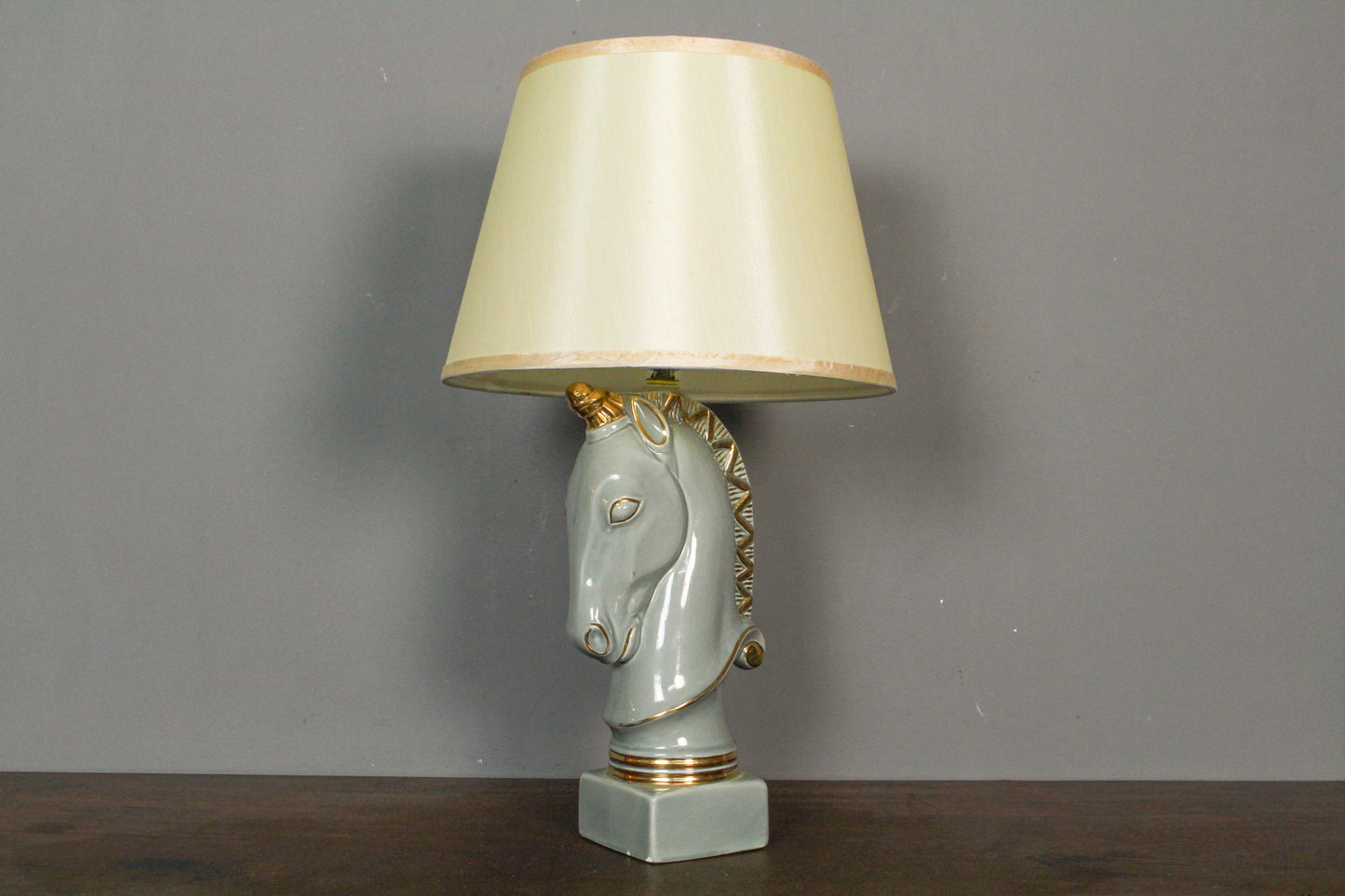 Blue & Gold Ceramic Unicorn Table Lamp