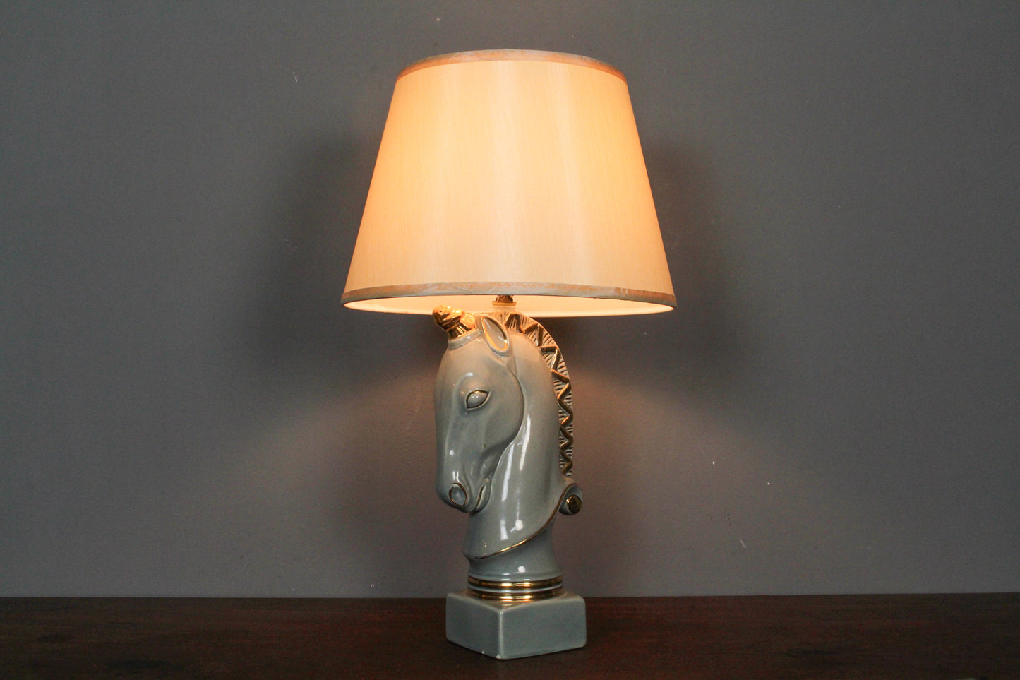 Blue & Gold Ceramic Unicorn Table Lamp