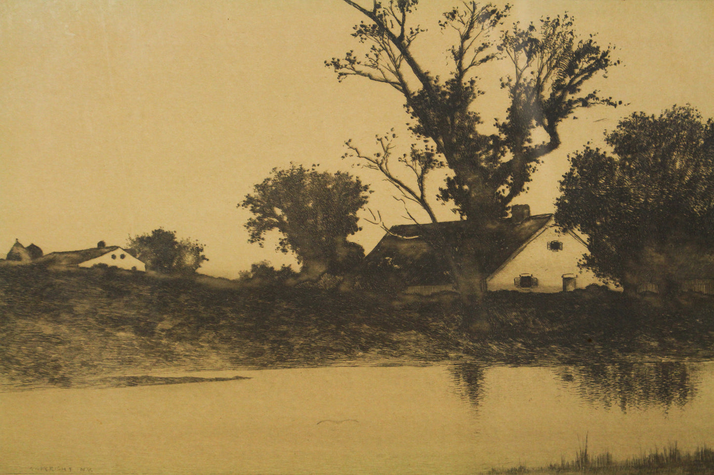 Antique "A Sunny Brook" Print