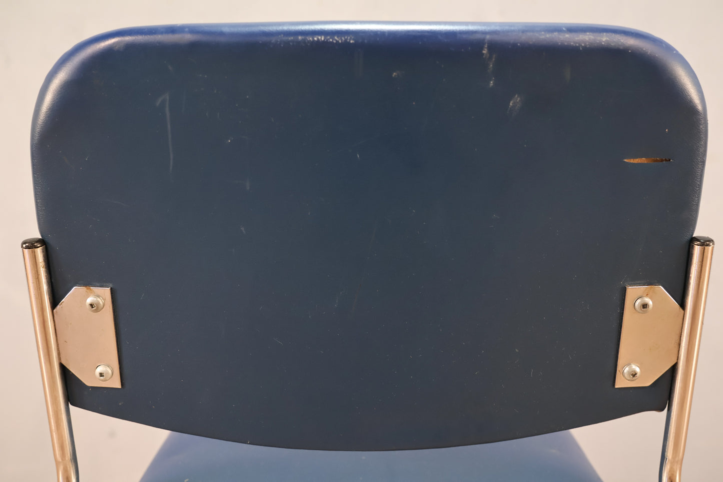 Blue Vinyl & Chrome Side Chair - ONLINE ONLY