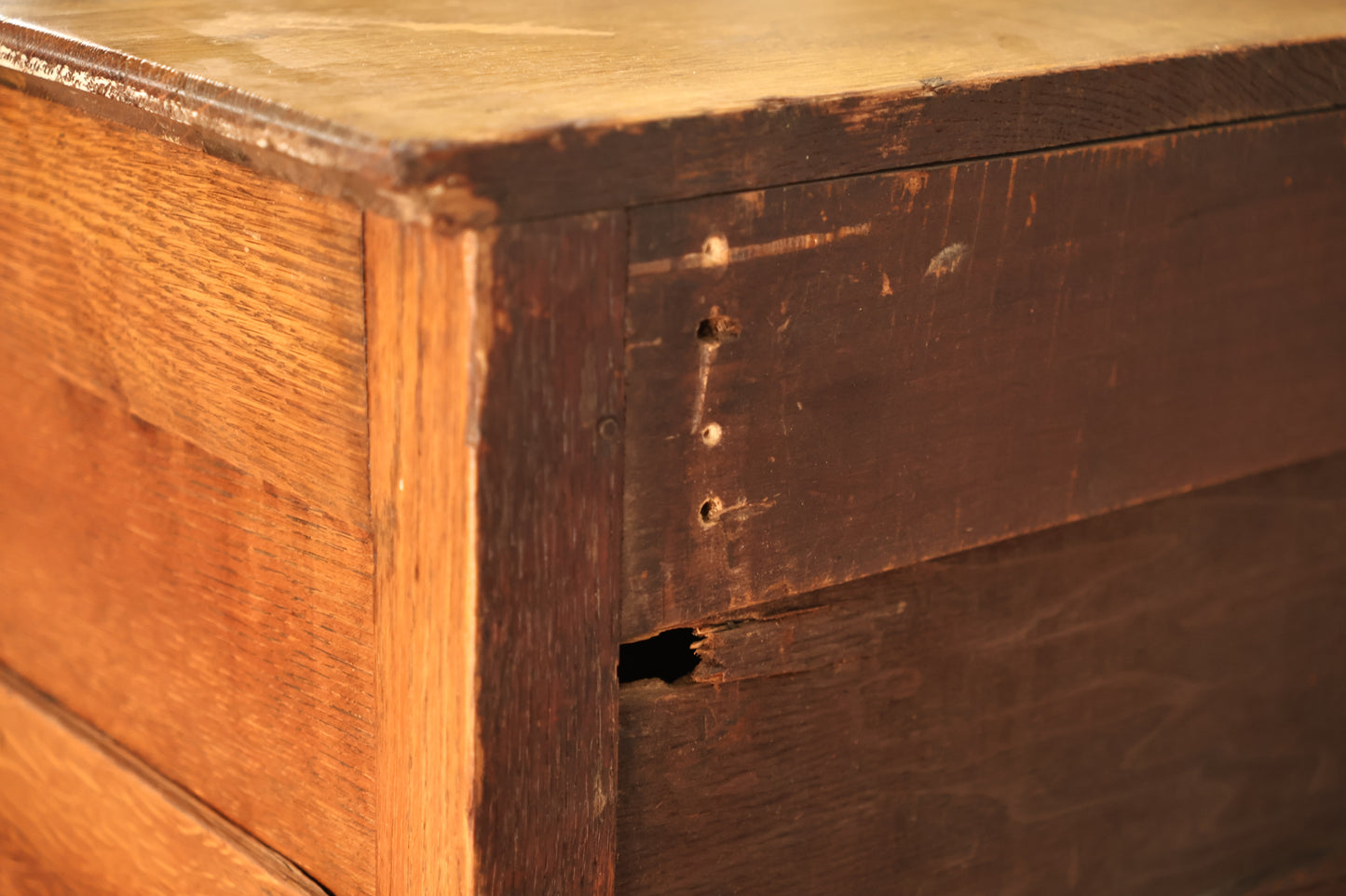 Antique Oak 5-Drawer Highboy Dresser