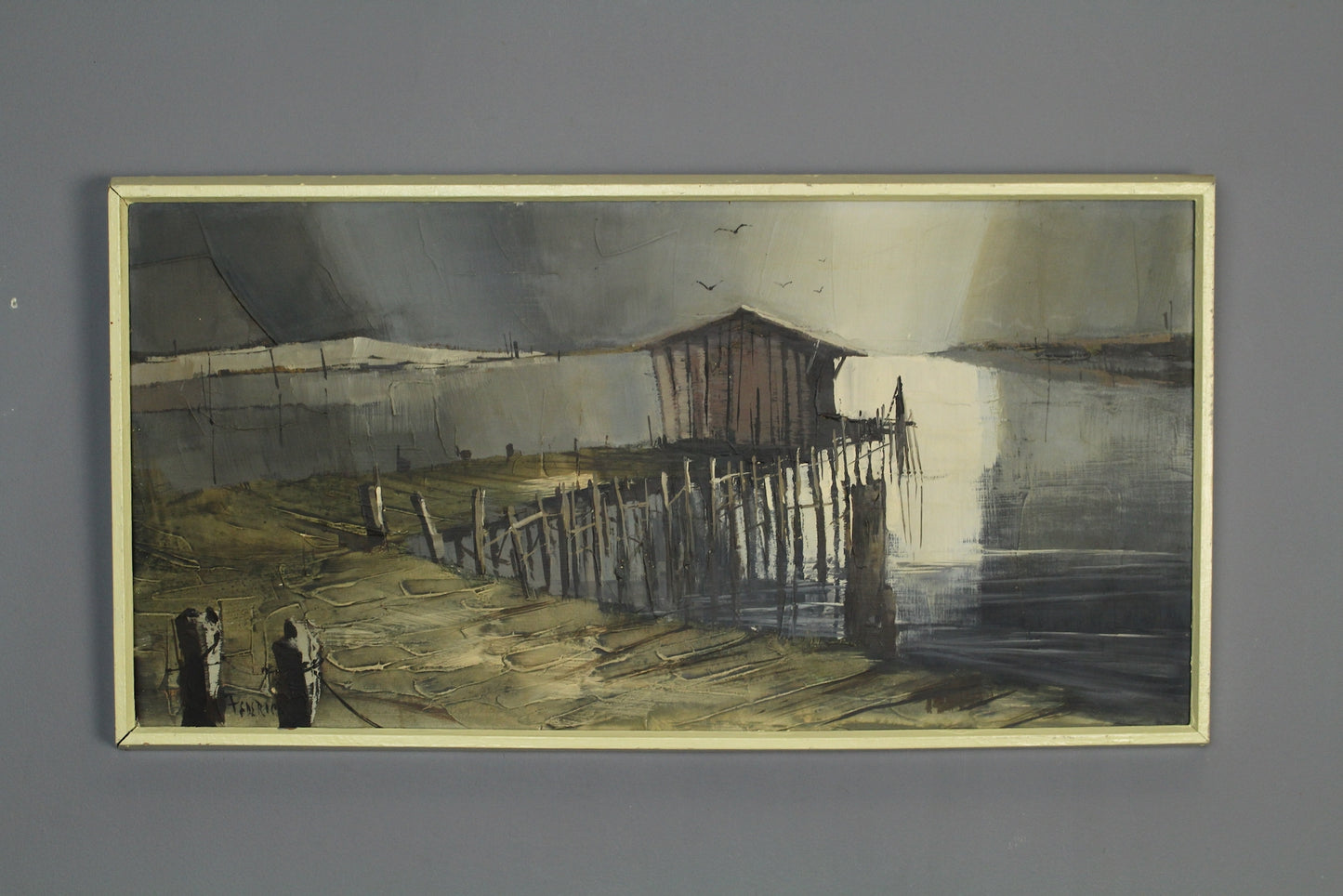 Mid Century "Night Dock" Painting