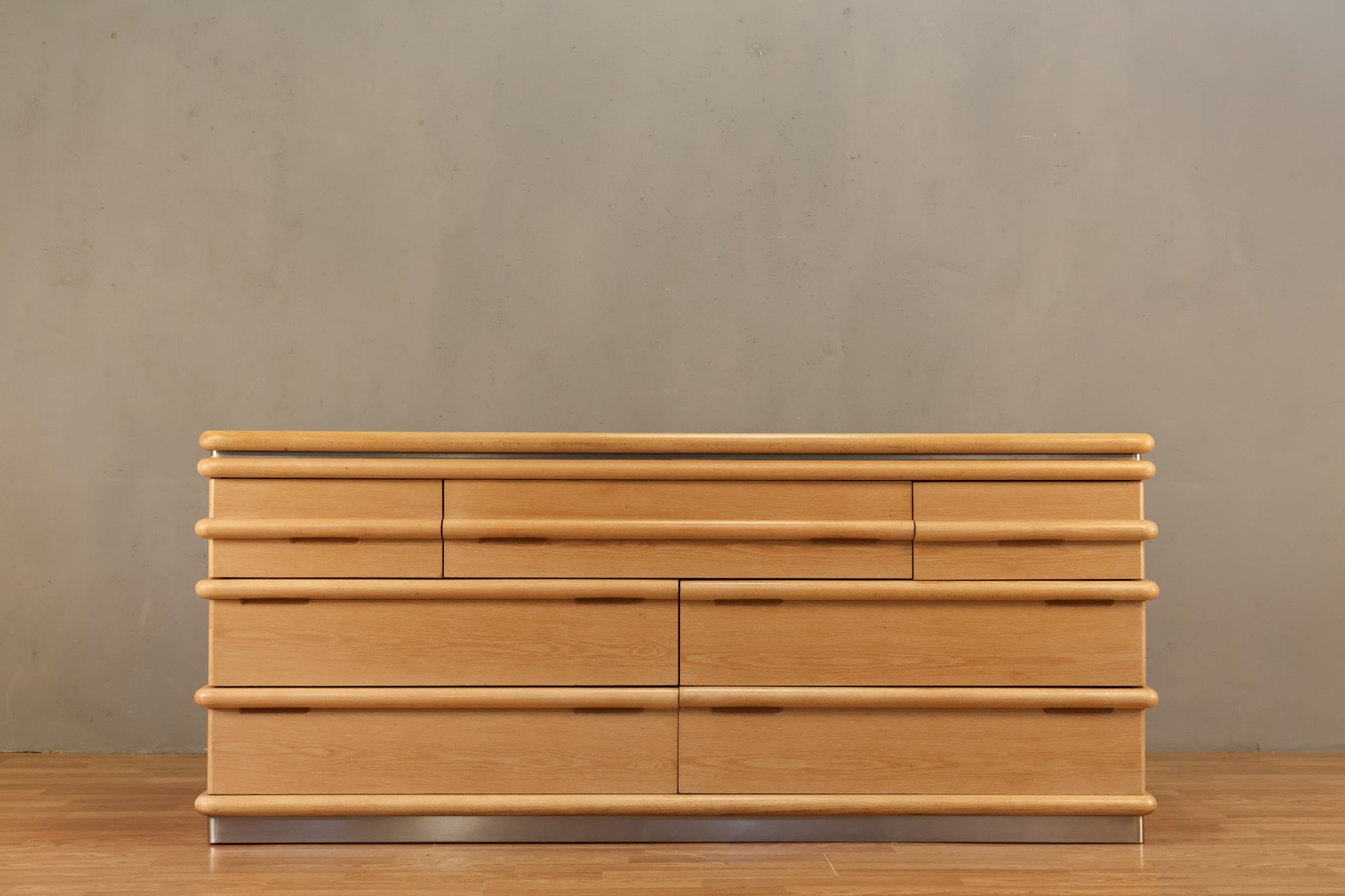 1980s Oak & Chrome 7-Drawer Dresser – Furnish Green