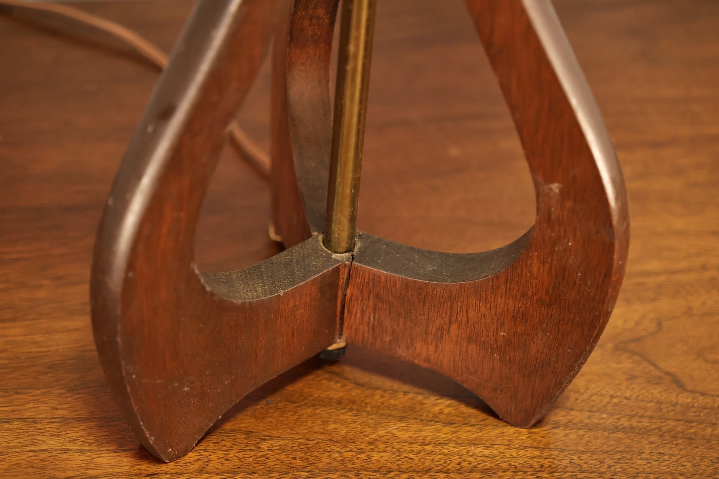Sculptural Walnut & Brass Table Lamp