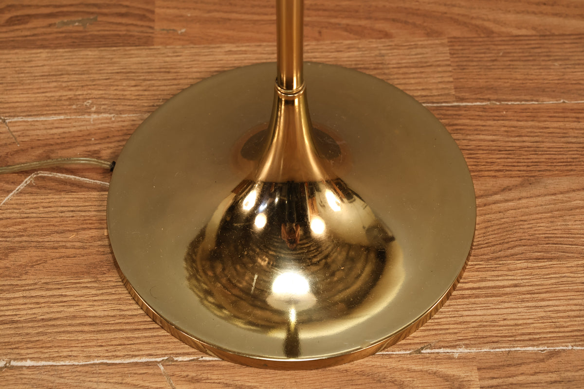 Brass & White Plastic Torchiere Floor Lamp
