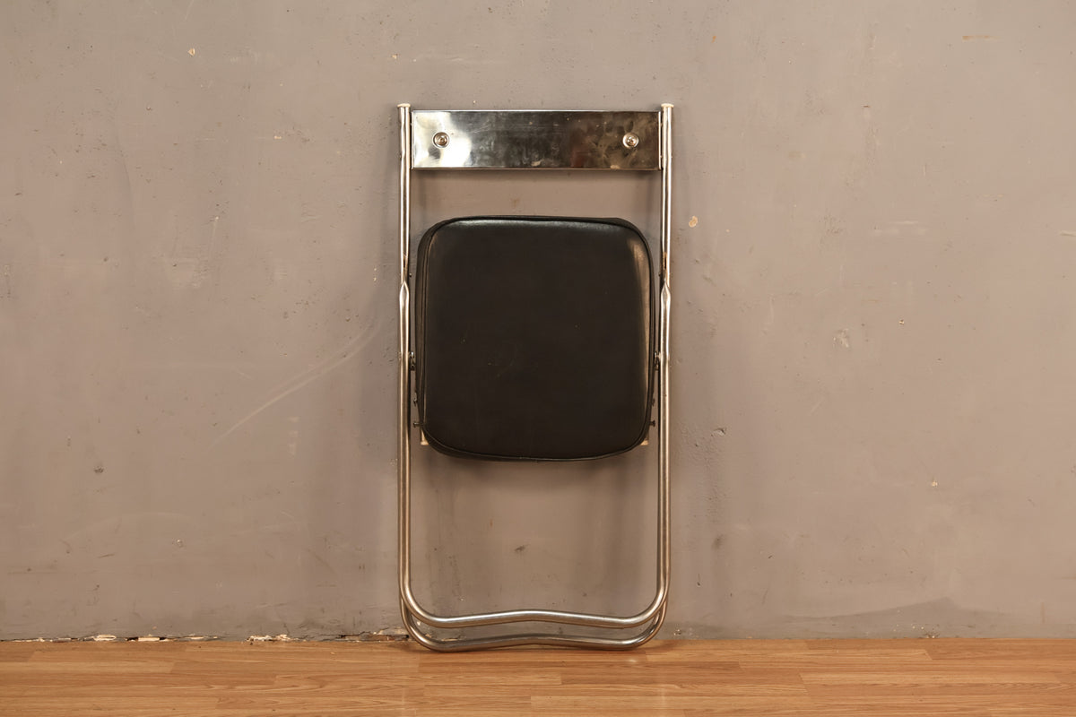 Aluminum & Black Vinyl Folding Chair B - ONLINE ONLY