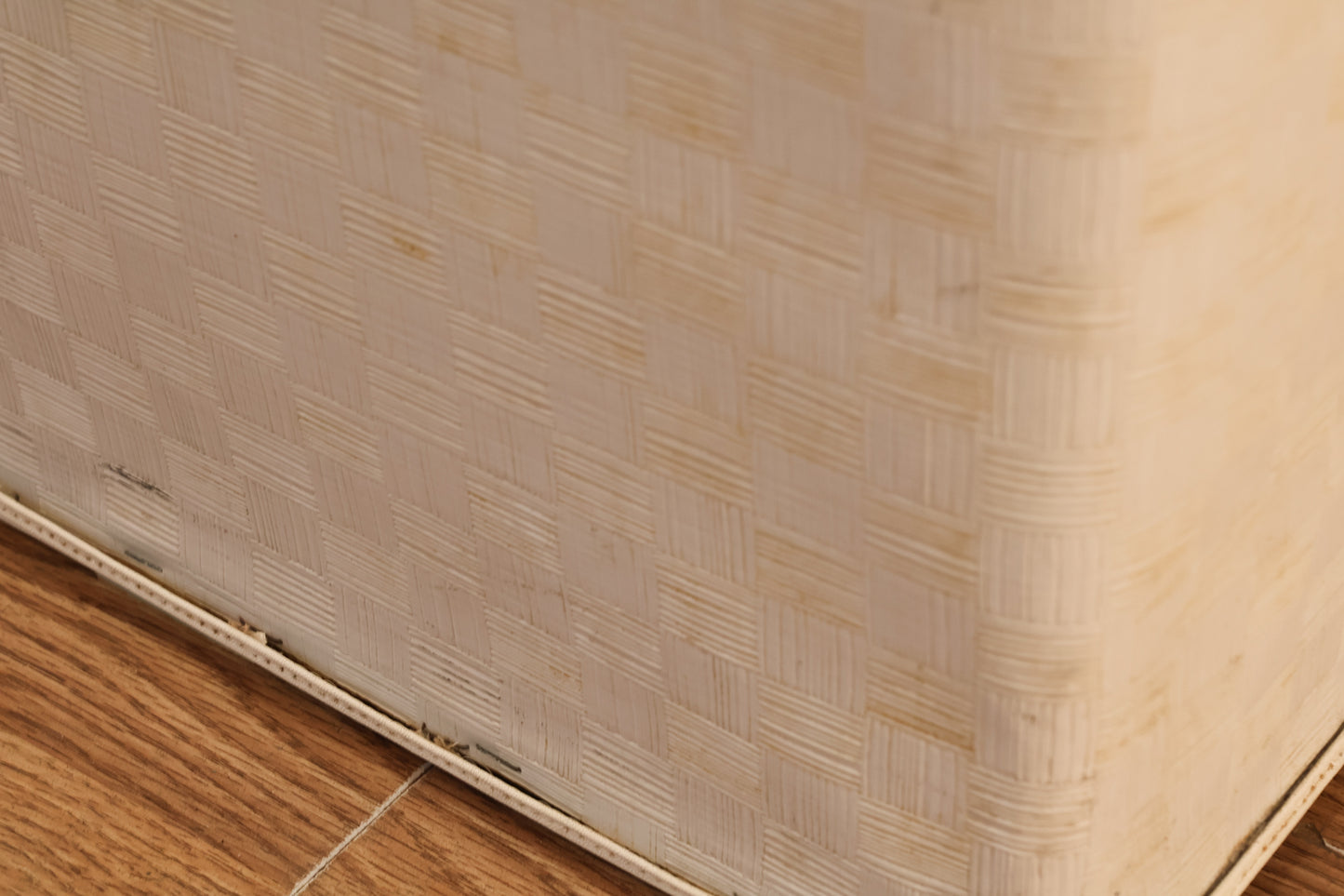 White Vinyl Faux Woven Hamper