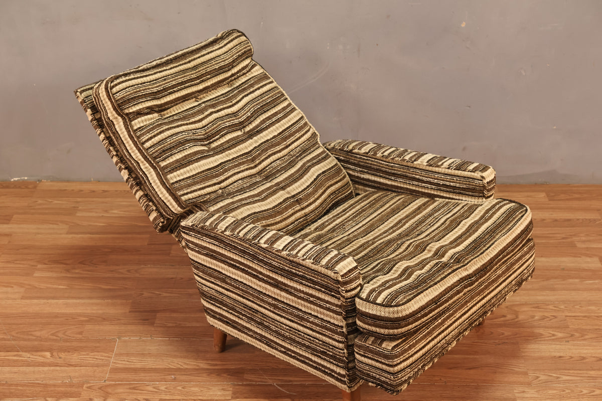 Mid Century Striped Reclining Lounge Chair - ONLINE ONLY