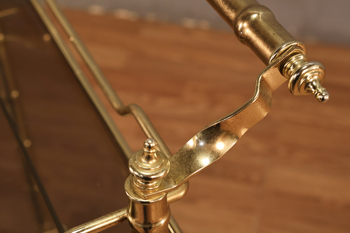Hollywood Regency Brass & Smoked Glass Bar Cart