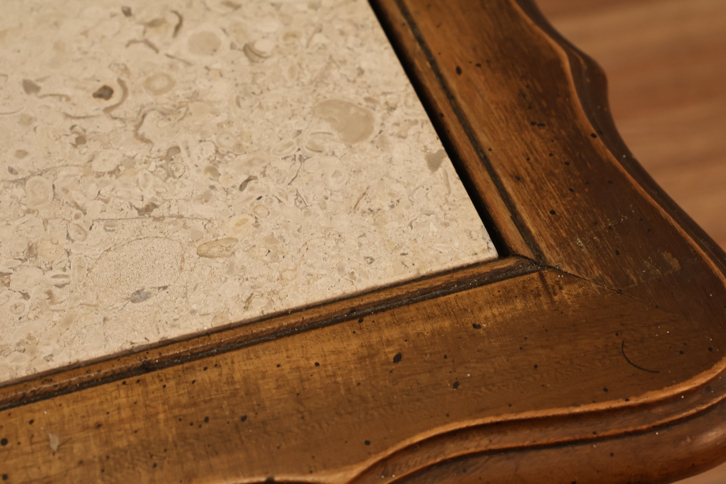 Provincial Marble Top 1-Drawer End Table