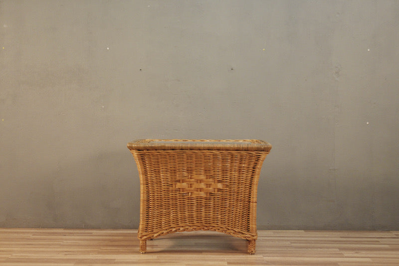 Wicker & Glass Side Table - ONLINE ONLY
