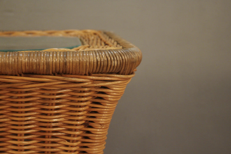 Wicker & Glass Side Table - ONLINE ONLY