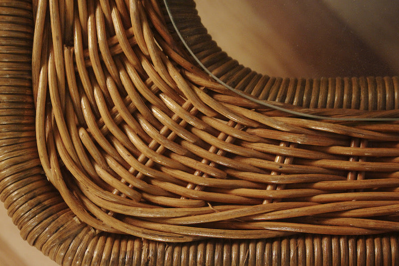 Wicker & Glass Side Table - ONLINE ONLY