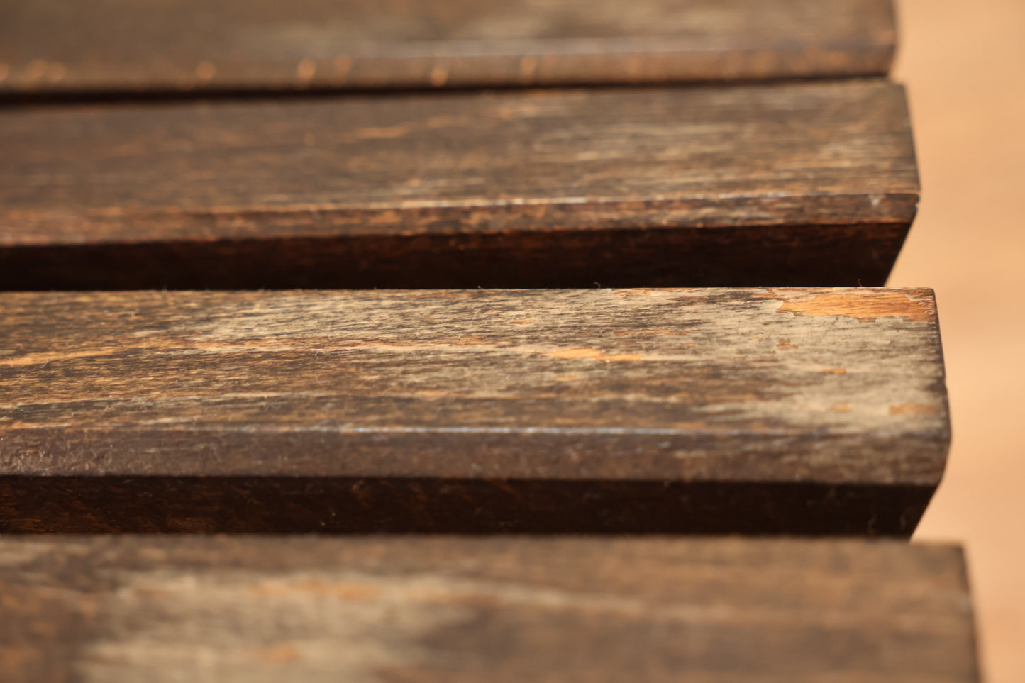 Petite Distressed Walnut Slatted Coffee Table