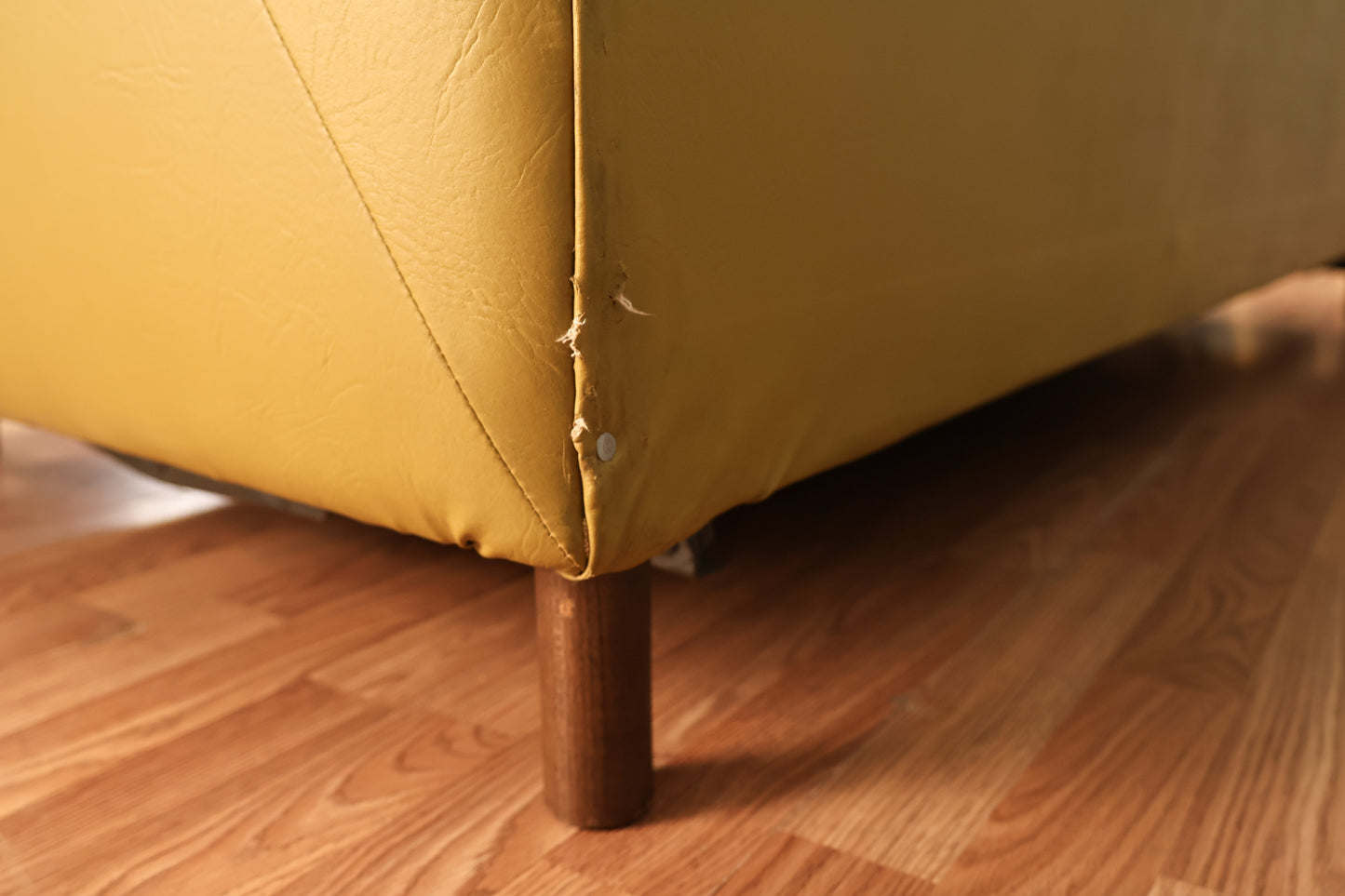 Green-Gold Vinyl Sleeper Sofa