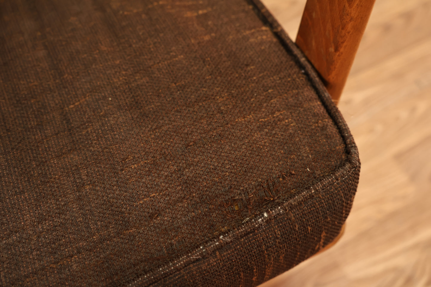 Classic Mid Century Walnut & Stripe Lounge Chair - ONLINE ONLY