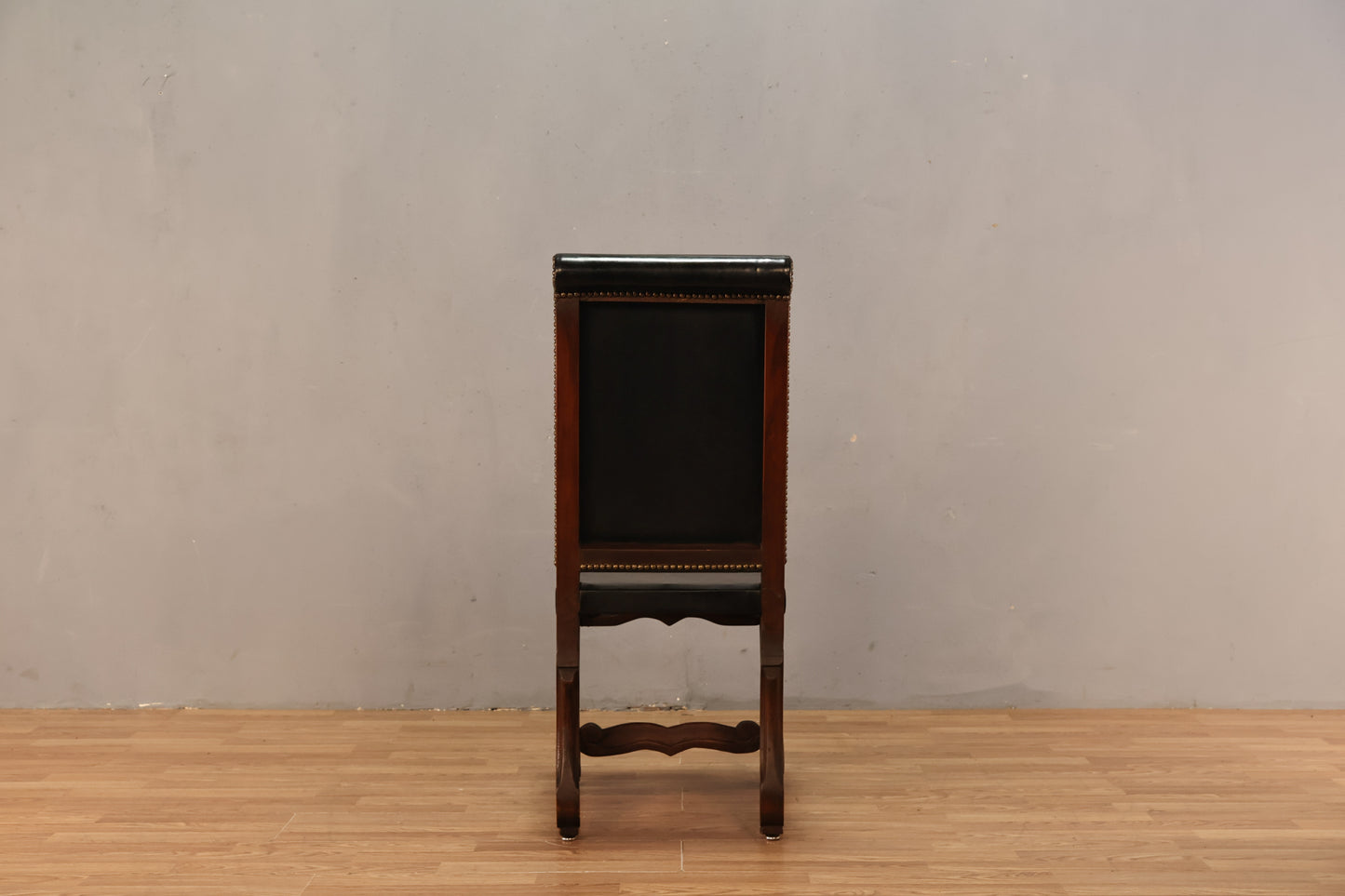 Carved Wood & Leather Side Chair