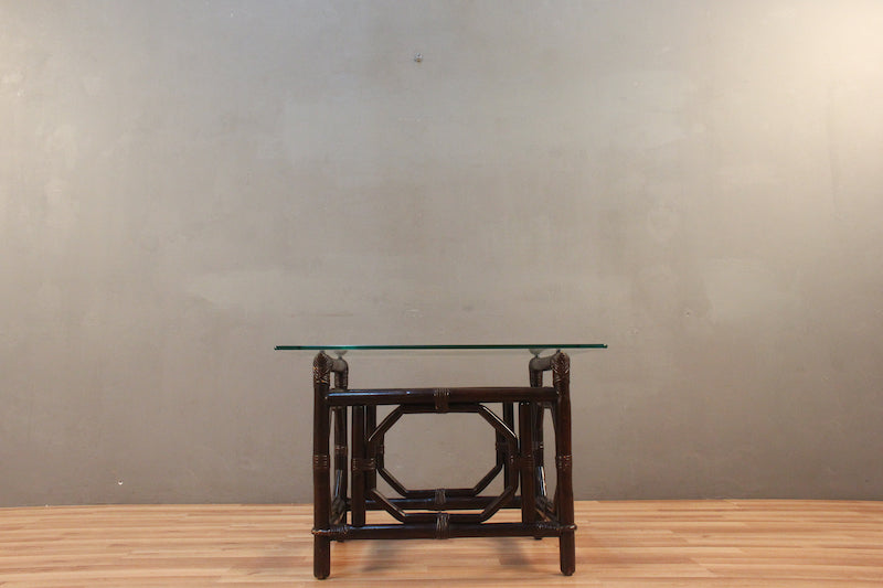 Espresso Rattan & Glass End Table – ONLINE ONLY