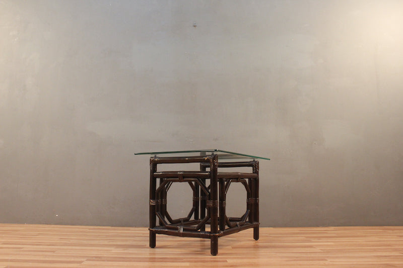 Espresso Rattan & Glass End Table – ONLINE ONLY