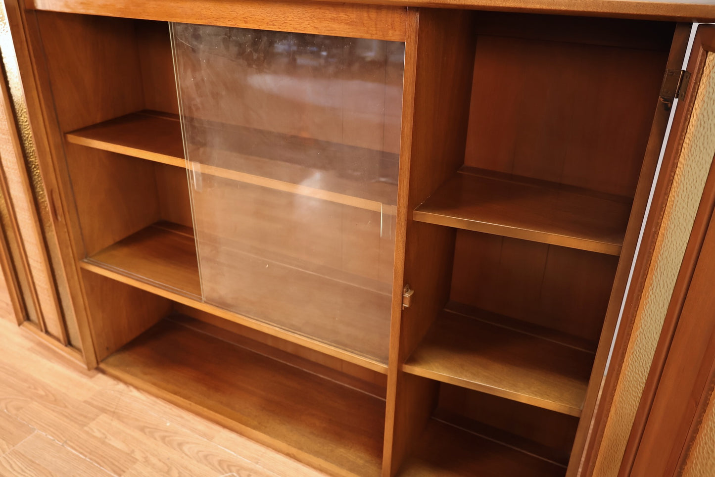 Large Mid Century Walnut & Glass Wall Unit - ONLINE ONLY