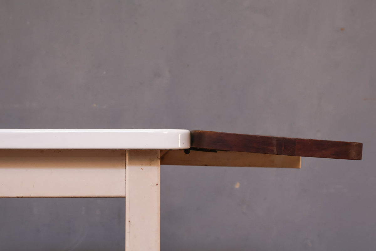 Antique Enamel & Wood Drop-Leaf Table