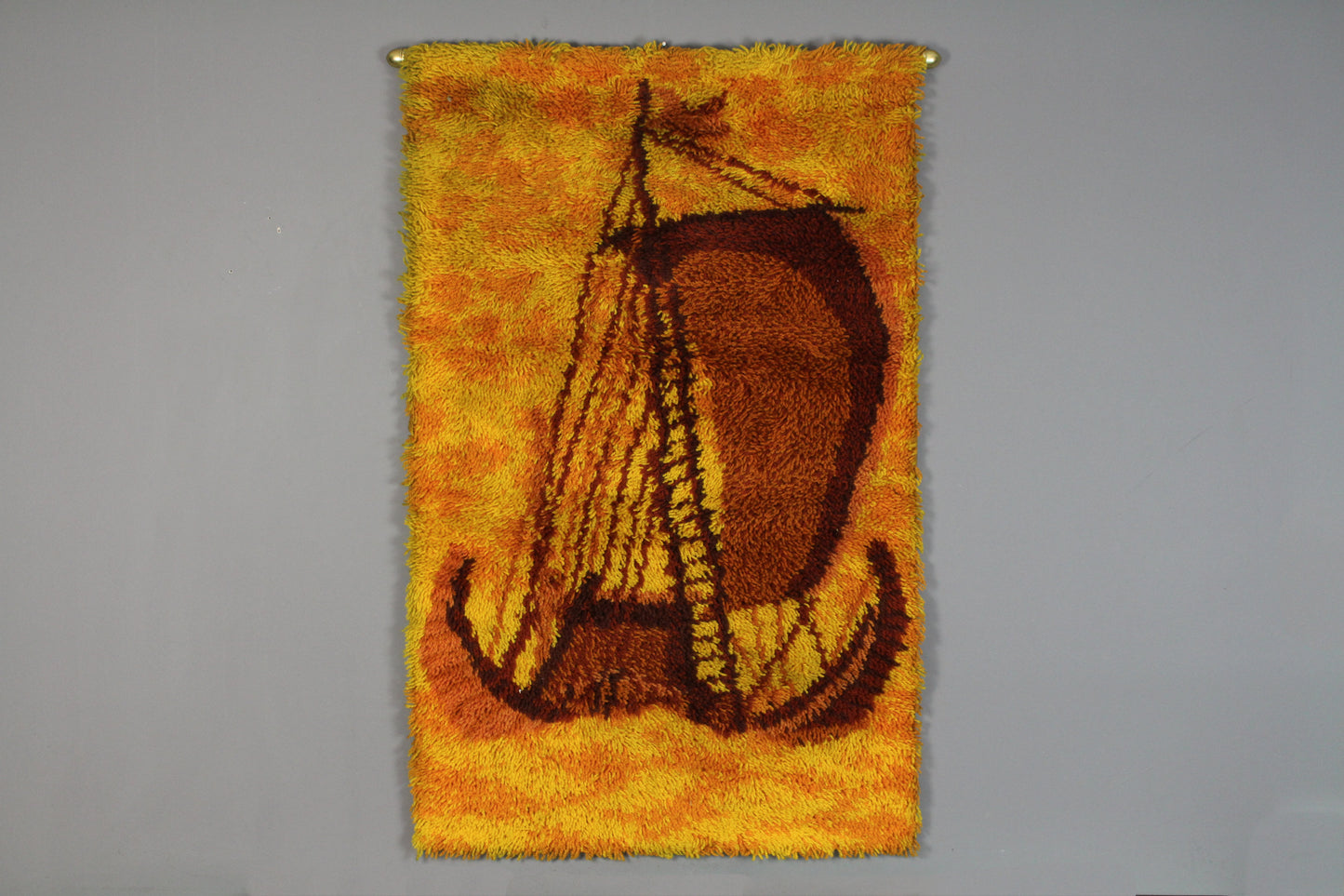 1970s Viking Ship Latchhook Art