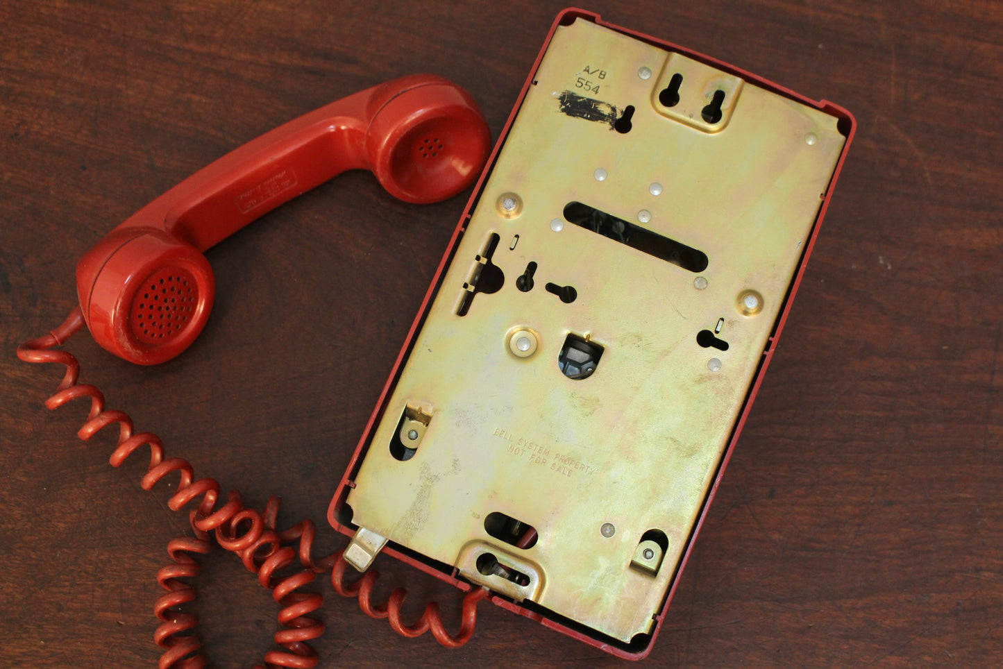 Red Rotary Wall Telephone