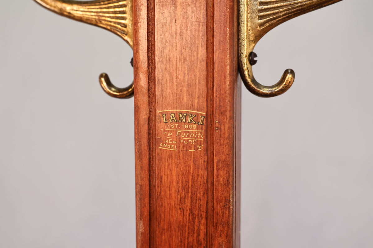 Wood & Brass Coat Rack