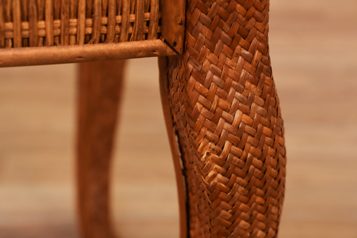 Small Woven Wicker Side Table