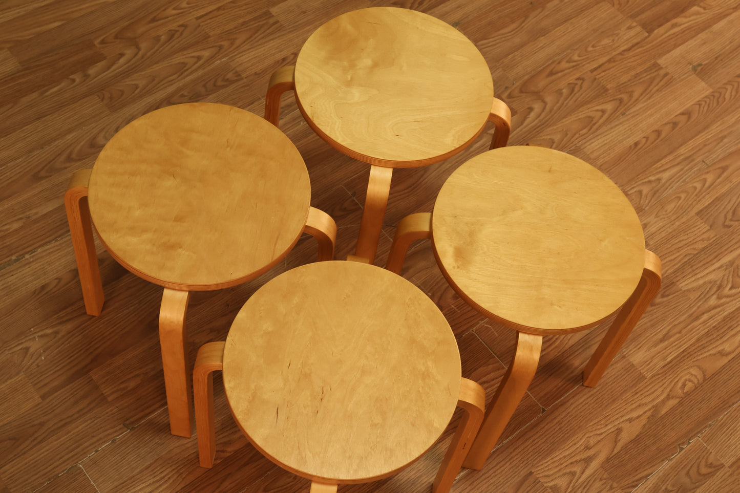 Blonde Bentwood Stool Side Table