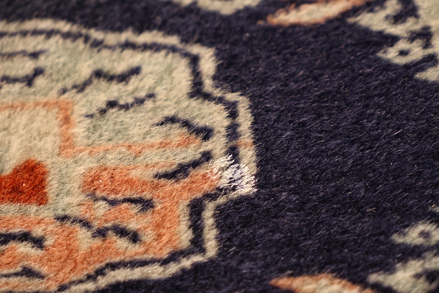 Navy Medallion Wool Area Rug