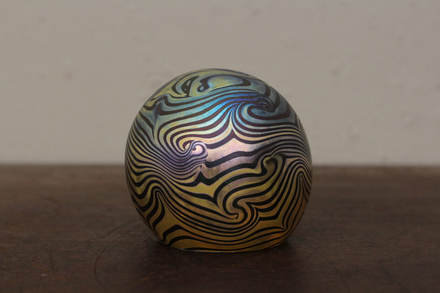 1980s Swirl Glass Orb Paperweight