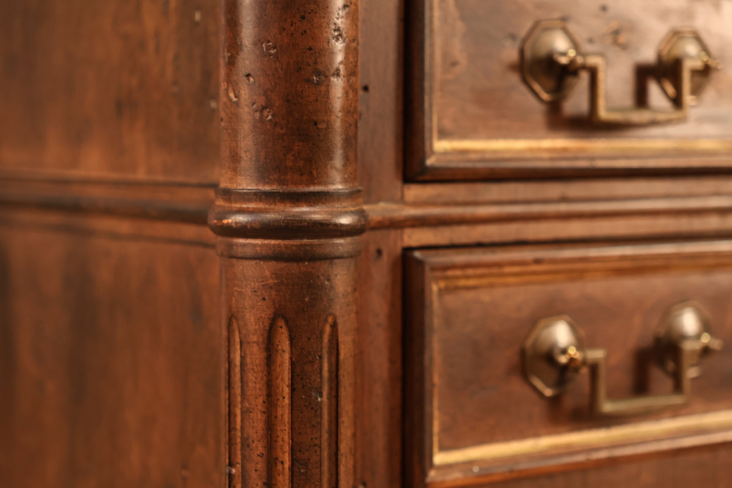 Petite Neoclassical 3-Drawer Side Table