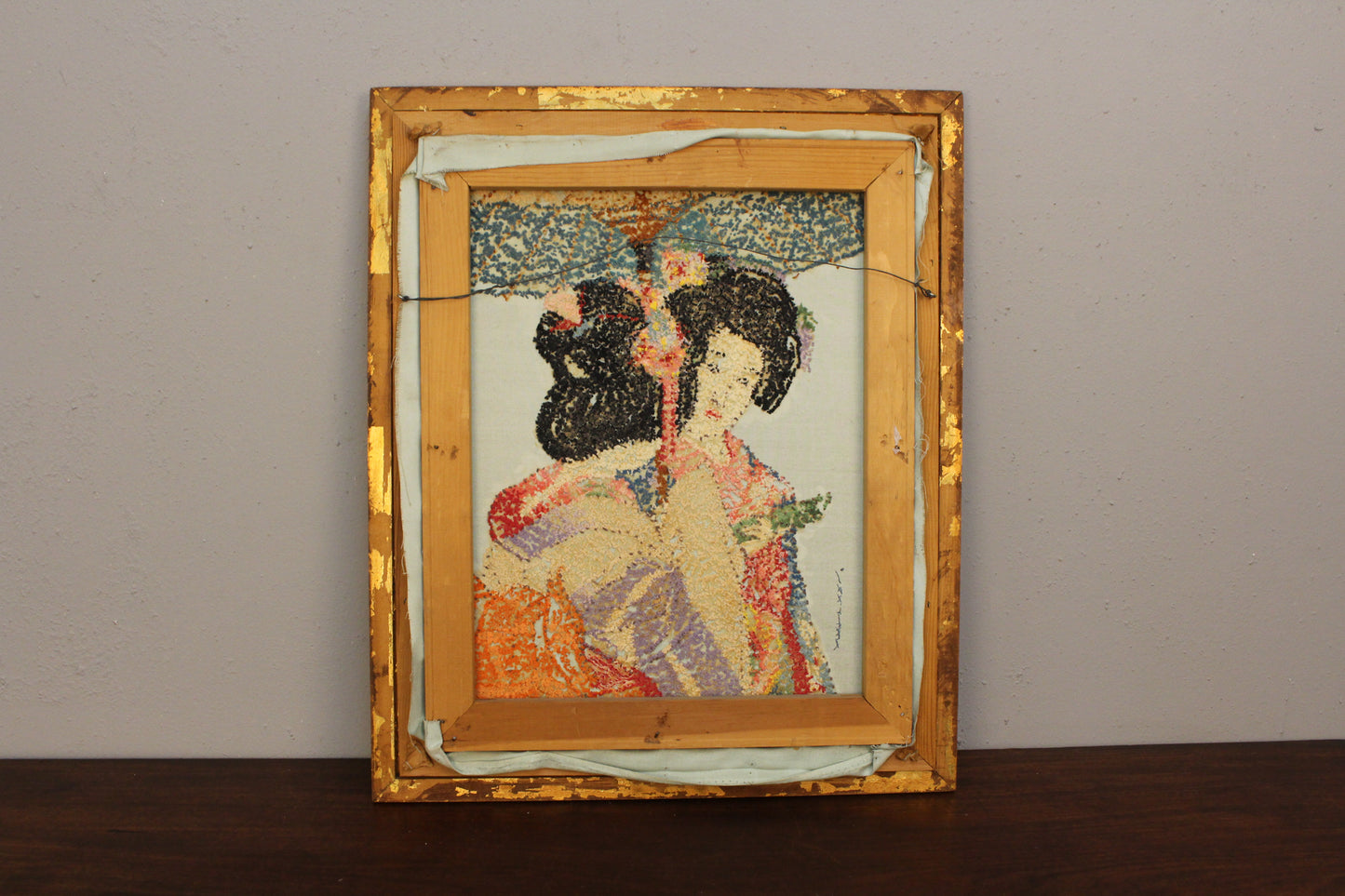 Embroidered Geisha Textile Art