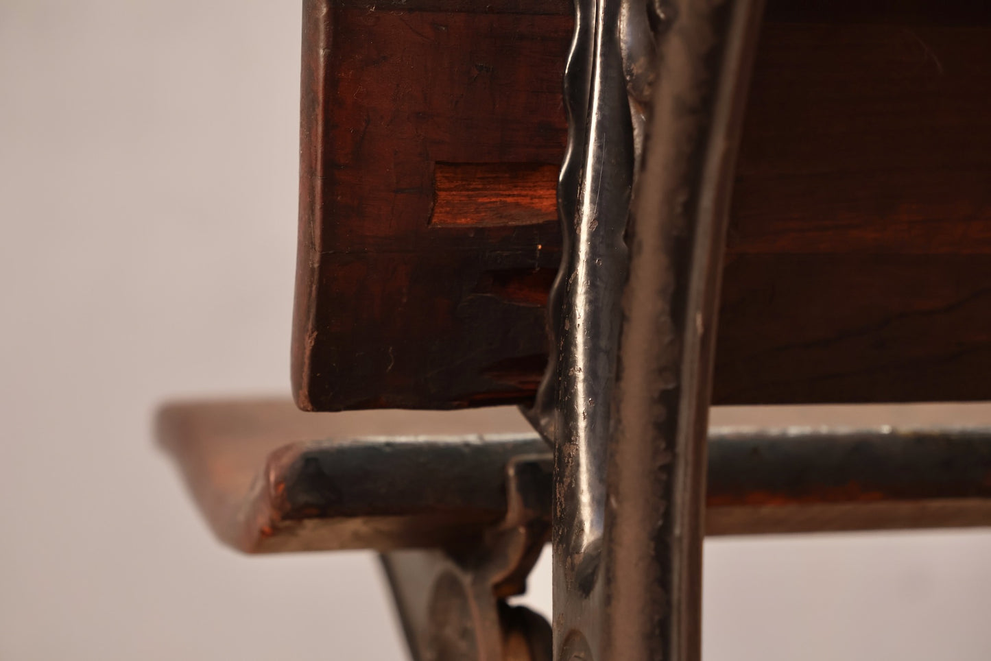 Antique Iron & Wood Desk with Folding Chair - ONLINE ONLY