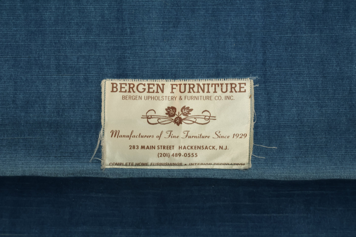 Mid Century Azure Velveteen Sofa - ONLINE ONLY